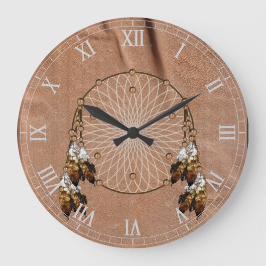 Native American Dreamcatcher Wall Clock Große Wanduhr (Vorderseite)