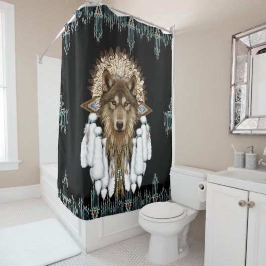 Native American Dreamcatcher Wolf 05 Duschvorhang (Beispiel)
