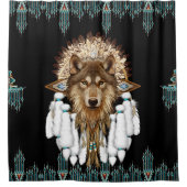 Native American Dreamcatcher Wolf 05 Duschvorhang (Vorderseite)