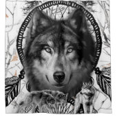Native American Dreamcatcher Wolf Duschvorhang (Vorderseite)