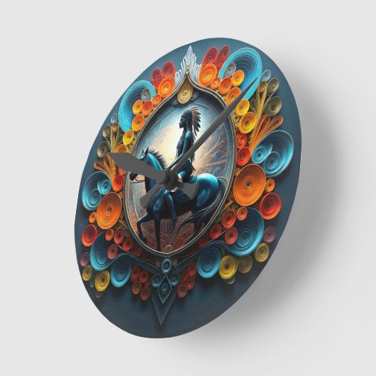 "Native American Dreamscape" Runde Wanduhr (Winkel)
