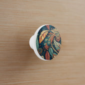 Native American Feather Swirl Terra Cotta Aquamari Keramikknauf