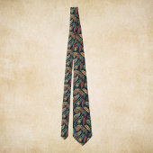 Native American Feather Swirl Terra Cotta Aquamari Krawatte