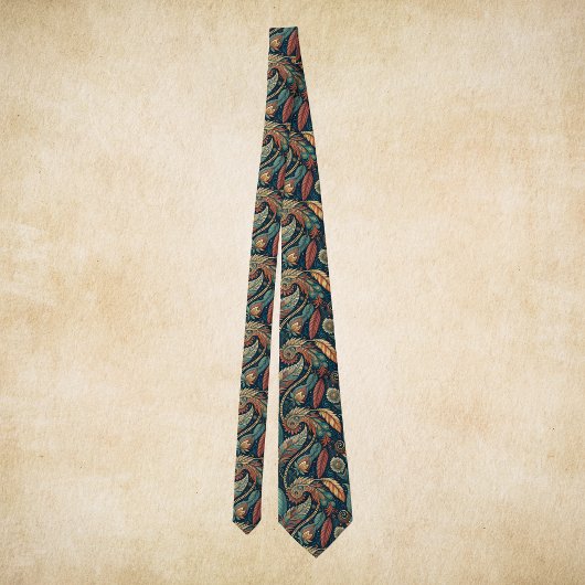 Native American Feather Swirl Terra Cotta Aquamari Krawatte