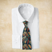 Native American Feather Swirl Terra Cotta Aquamari Krawatte