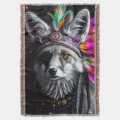 Native American Fox art Decke (Vorderseite Vertikal)