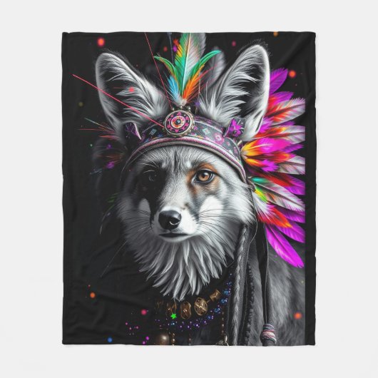 Native American Fox art Fleecedecke (Vorderseite)
