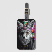 Native American Fox art Gepäckanhänger (Vorderseite Vertikal)