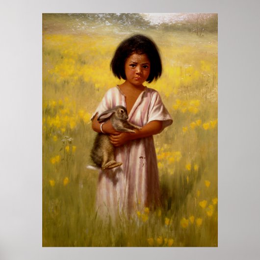 Native American Girl with Rabbit   Poster (Vorne)