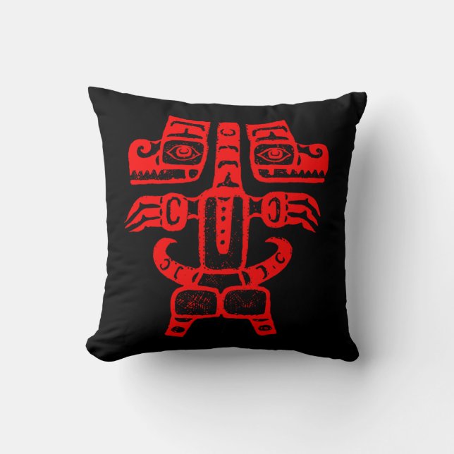 Native American Haida Chilkat Double Bear Tribal Kissen (Vorderseite)