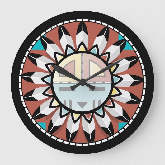 Native American Hopi Abstrakt Clock Design Große Wanduhr (Vorderseite)