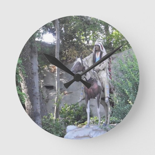 Native American Indian Chief with Horse Runde Wanduhr (Vorderseite)