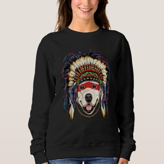 Native American Indian Golden Retriever Indigenous Sweatshirt (Vorderseite)