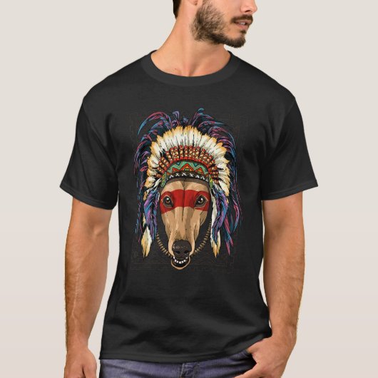Native American Indian Greyhound Dog Indigenous Pe T-Shirt (Vorderseite)
