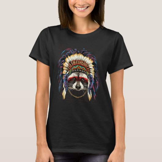 Native American Indian Raccoon Animal Indigenous P T-Shirt (Vorderseite)