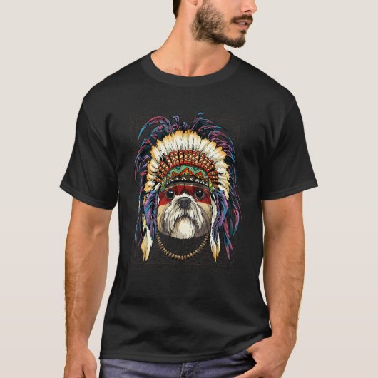 Native American Indian Shih Tzu Dog Indigenous Peo T-Shirt (Vorderseite)