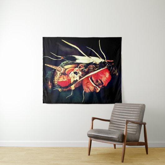 Native American "Kaw Warrior" Wandteppich (Beispiel (Horizontal))