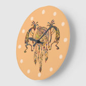 Native American Kokopelli Whale Dreamcatcher 2 Große Wanduhr (Winkel)