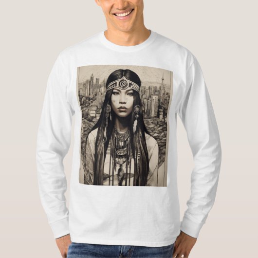 Native American Linework T - Shirt Design (Vorderseite)