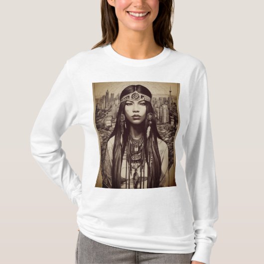 Native American Linework T - Shirt Design (Vorderseite)