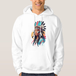 Native American Linework Tattoo Designhoodie Hoodie