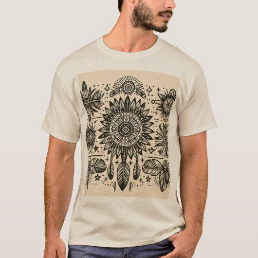Native American Linework Tattoo T-Shirt (Vorderseite)