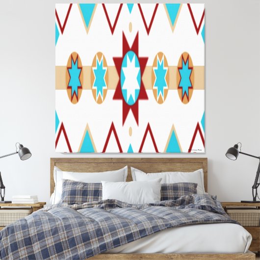 Native American Pattern Stretched Canvas Print Leinwanddruck (Insitu (Schlafzimmer))