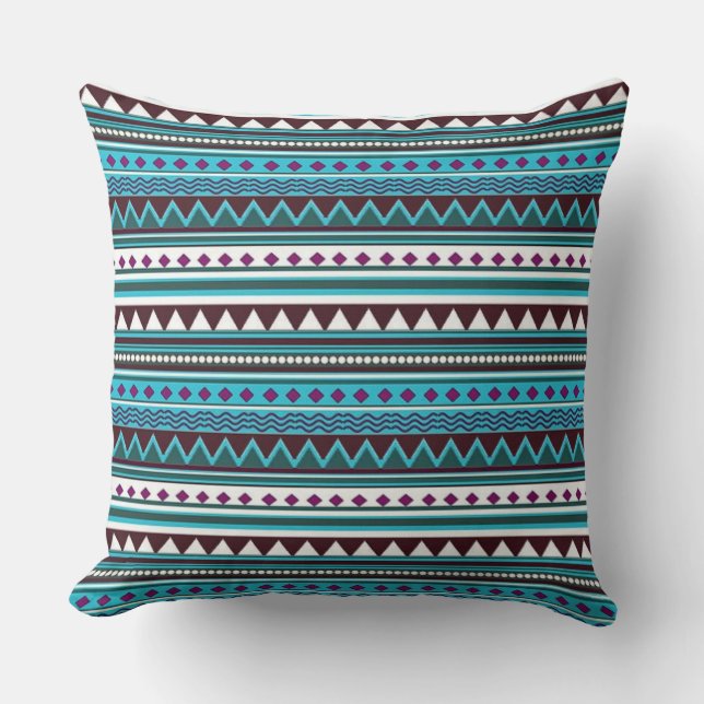 Native American Pattern Throw Pillow/Aztec Kissen (Vorderseite)