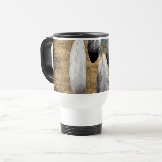 Native American Peace Feathers Designer Tasse (Vorderseite Links)