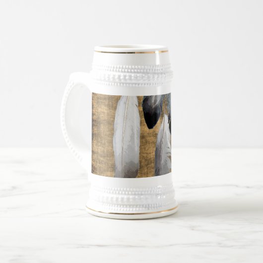 Native American Peace Feathers Designer Tasse (Vorderseite Links)