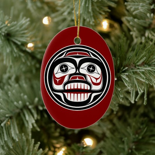 Native American Red Black Art Weull Keramik Ornament (Baum)