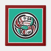 Native American Red Black Graphic Weeping Skull Ma Magnet (Vorne)