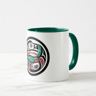 Native American Red Black Haida Art Otter Salmon Tasse