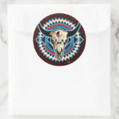 Native American Round-Skull-Aufkleber Runder Aufkleber (Tasche)