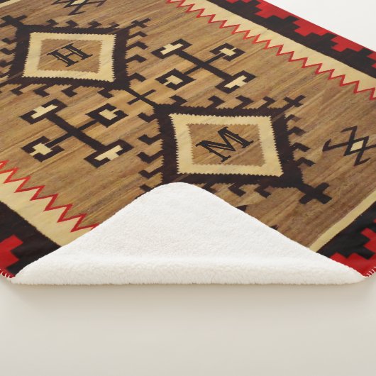 Native American Sherpa Blanket mit Ihren Initialen Sherpadecke (3/4)