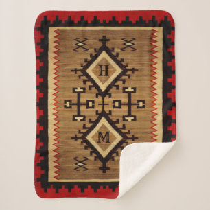 Native American Sherpa Blanket mit Ihren Initialen Sherpadecke