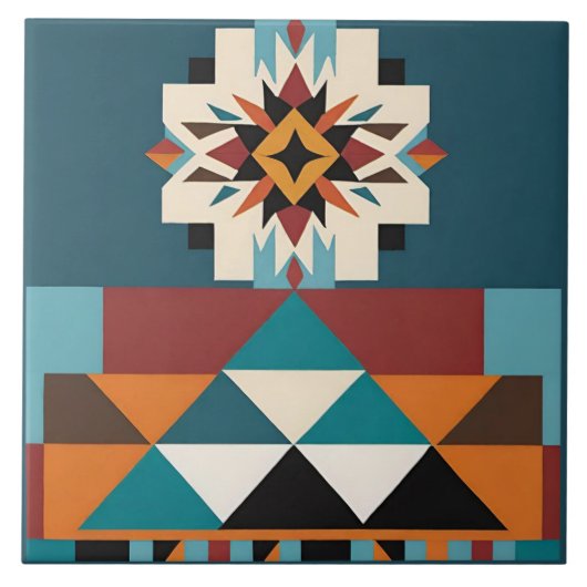 Native American Southwestern Tribal Design Fliese (Vorderseite)
