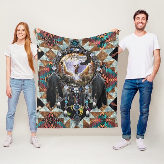 Native American Spirit Warrior Pullover Fleecedecke (Beispiel)