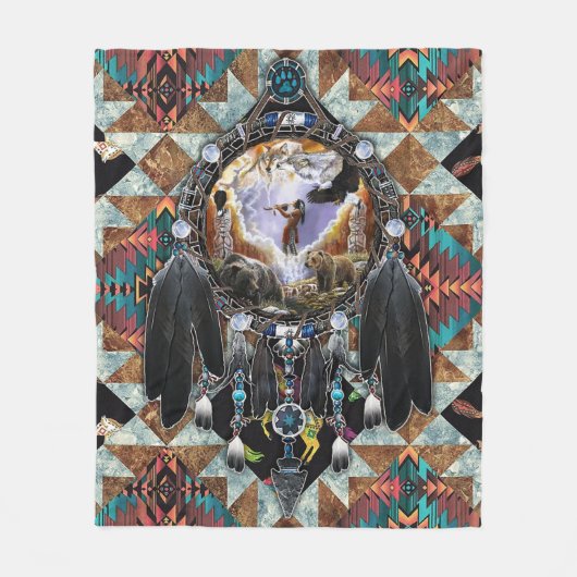Native American Spirit Warrior Pullover Fleecedecke (Vorderseite)