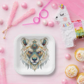 Native American Spiritual Wolf Paper Plate Pappteller (Party)