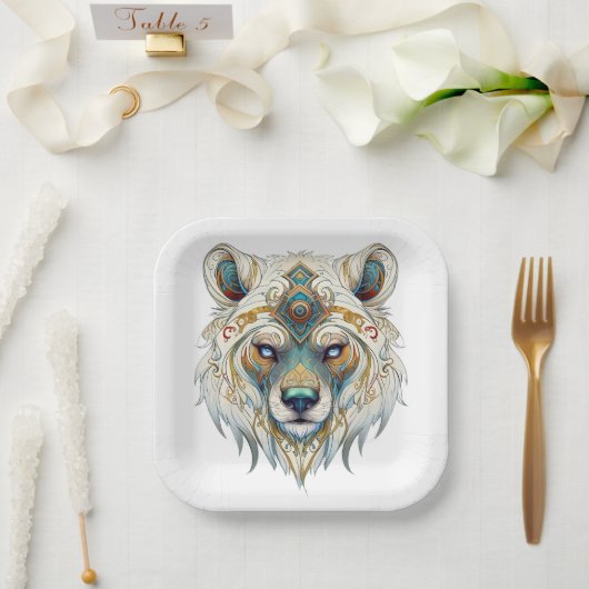 Native American Spiritual Wolf Paper Plate Pappteller (Hochzeit)