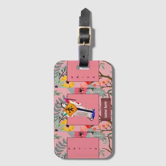 Native American Still Here Cartoon Floral Custom Gepäckanhänger (Vorderseite Vertikal)