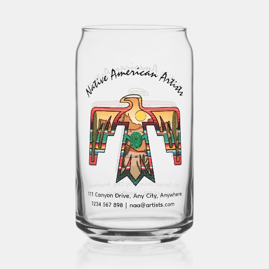 Native American Thunderbird Editable Text Dosenglas (Rückseite)