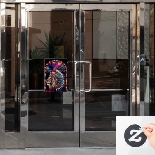 Native American Tiger Themed Glass Window Fensteraufkleber (Büro Tür)