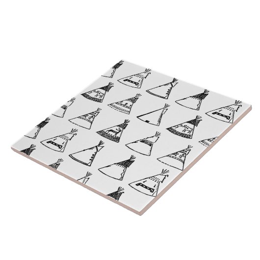 Native American Tipi Zents CUSTOM BG FARBE Fliese (Seite)