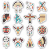 Native American Tribal Icons Set – Feathers, Dream Aufkleber (Vorderseite)