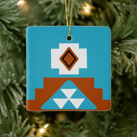 Native American Tribal Inspired Pattern Keramikornament (Baum)