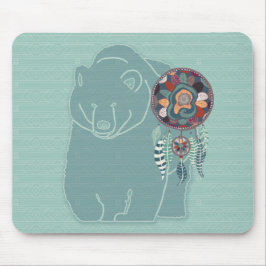 Native American Tribal Spirit Bear Soft Grüntöne Mousepad