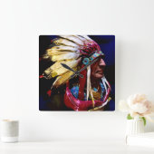 Native American Wall Clock Quadratische Wanduhr (Zuhause)