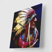 Native American Wall Clock Quadratische Wanduhr (Winkel)